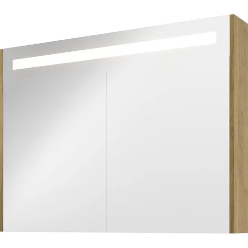 Sanibell Proline spejlskab med LED-lys, 100x74 cm, ideal eg