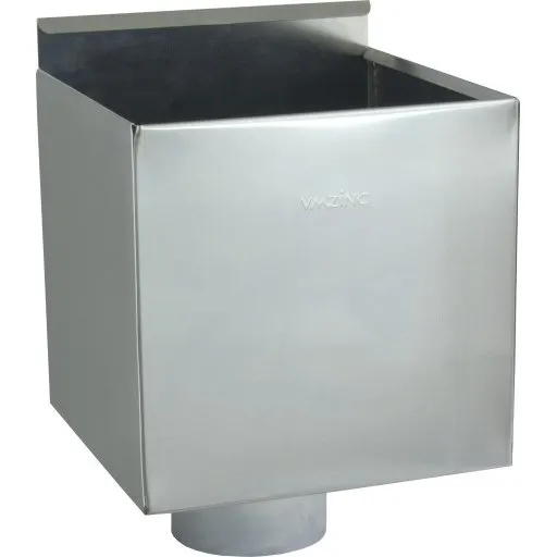 VMzinc regnvandssamlerkasse, 220x220 mm, Ø76 mm, blank zink