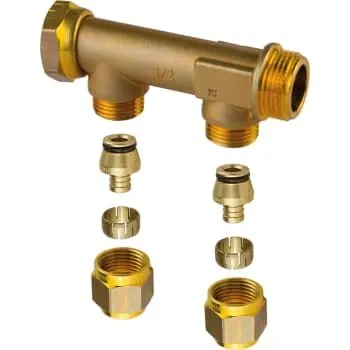 Uponor Aqua PLUS fordelerrør 3/4" 2x15mm Messing