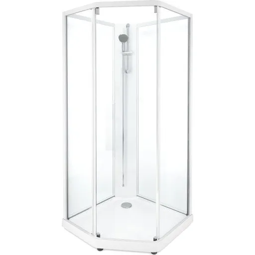 Showerama Classic brusekabine, 90x90 cm, hvid profil, klart glas