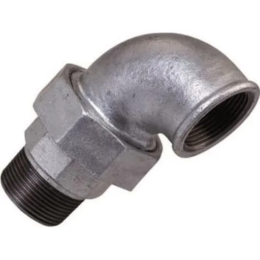 Galvaniseret vinkelunion, muffe/nippel 1"