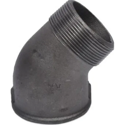 Sort vinkel, muffe/nippel 3/4" - 45° til varmeinstallationer