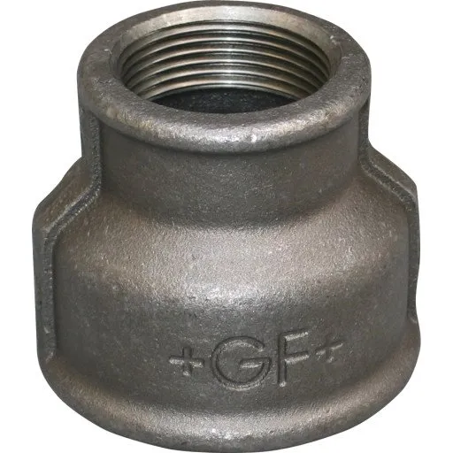 Sort formmuffe 3/4" x 1/2" til varmeinstallationer