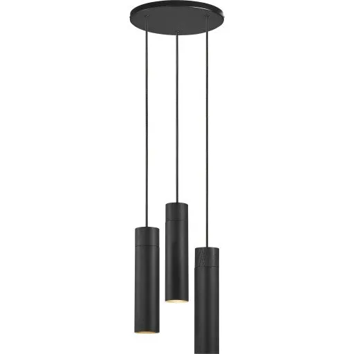 Nordlux Tilo 3-spot pendel, sort med asketræ