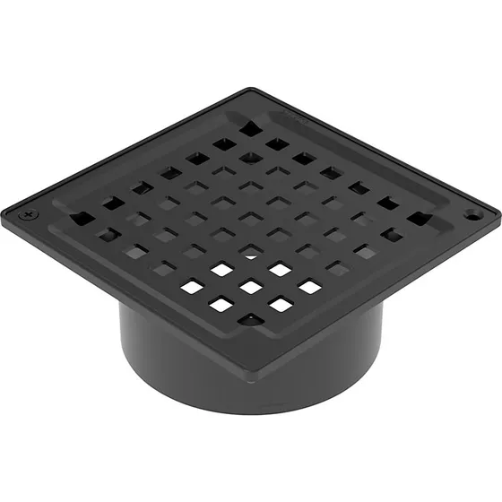 Blücher Square overdel med rist 145x145mm - Sort rustfrit stål