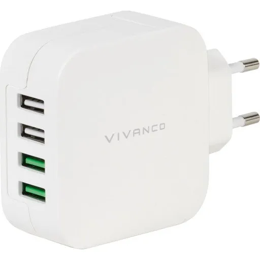 Vivanco USB-A oplader med Smart IC, 4 porte, 24W