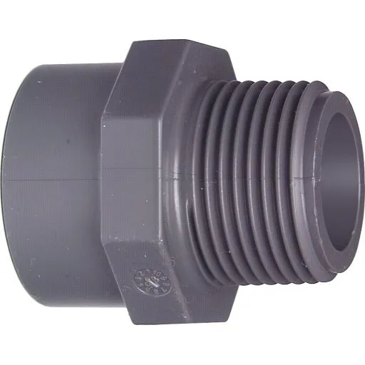 +GF+ Overgangsnippel Ø25 mm x 3/4" PVC, Grå