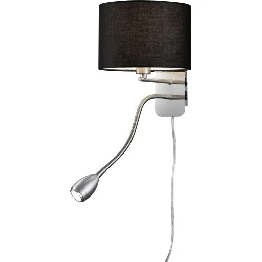 Trio Lighting Hotel væglampe, sort, rund skærm