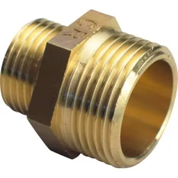 3/8" x 1/4" Brystnippel, messing afzinkningsfri