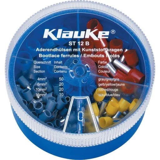 Klauke ST12B sortimentsboks med isolerede terminalrør, 4,0-16,0 mm²