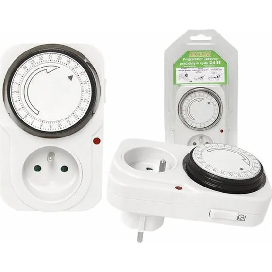 Analog timer, 24 timer, 16A, jordet stikkontakt