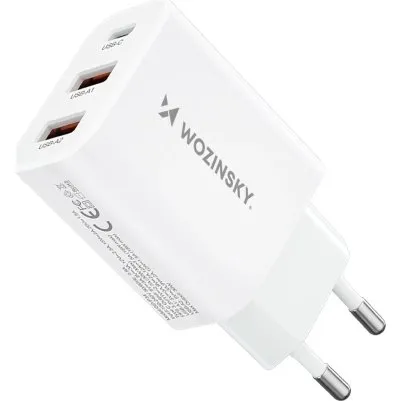 Wozinsky CWCUCW 30W USB-C & 2x USB-A AC-oplader - Hvid