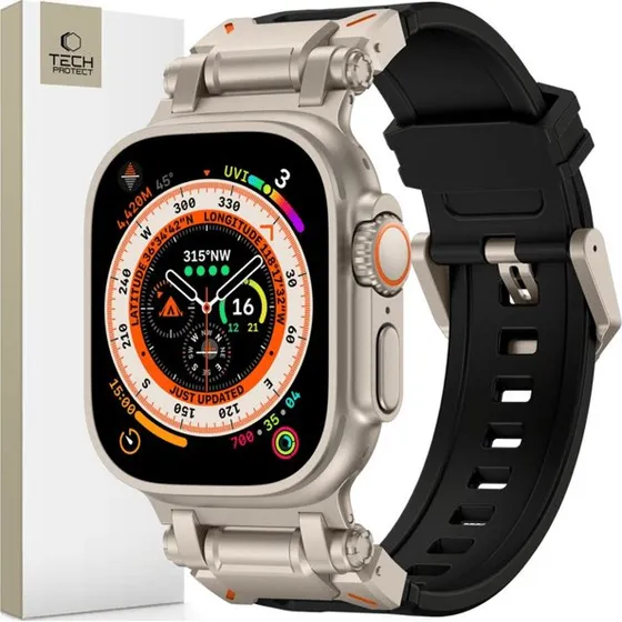 Tech-Protect Delta Pro Rem til Apple Watch (42-49mm) - Sort/Titanium