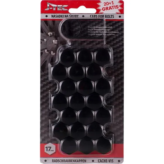 J-TEC Kappe, hjulmøtrik J21301 - 17 mm, sort (21 stk.)