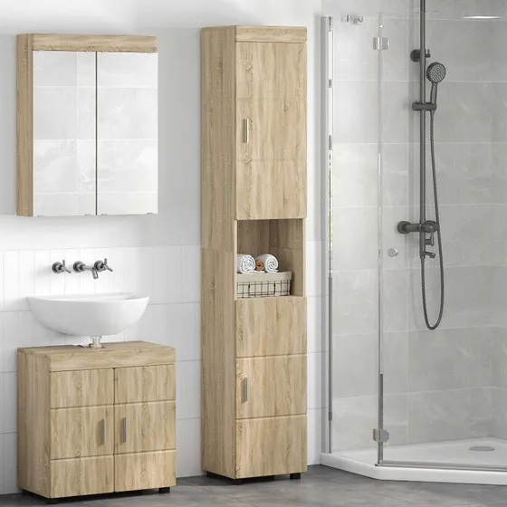 vidaXL Badeværelsesskabsæt TULUM Sonoma eg, 37 x 31,5 x 203 cm