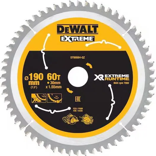 DeWALT Extreme rundsavsklinge 190 mm 60T til træ med søm
