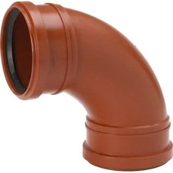 Uponor 110 mm 88 grader PP-kloakbøjning med 2 muffer