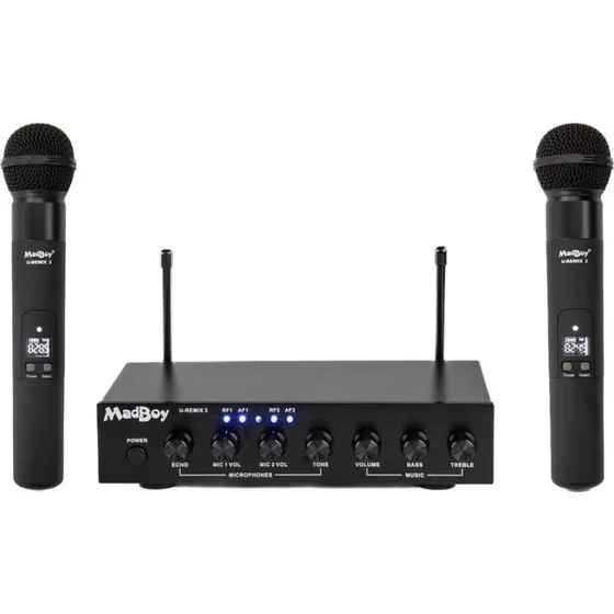 MadBoy U-Remix 3 Trådløst Karaoke-mikrofonpar med mixer