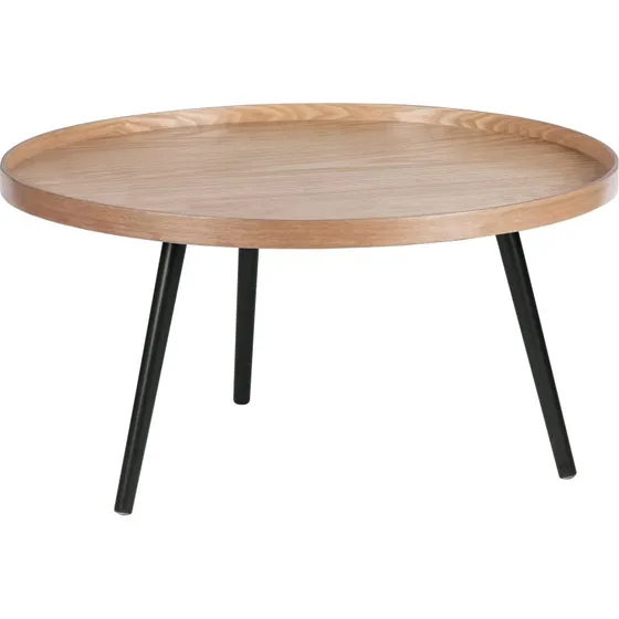 WOOOD Mesa sidebord XL, rund - natur MDF og sort fyrretræ (Ø78)