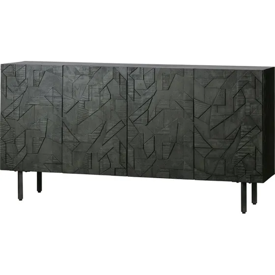 WOOOD Counter Skænk i mangotræ og metal, sort, 160x83x40 cm
