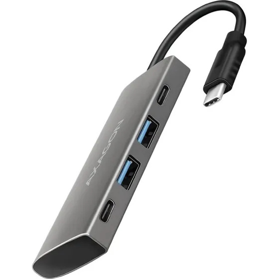 AXAGON Speedster 4 USB-C Hub, 4x USB 3.2 Gen 2, Sølv