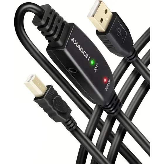 AXAGON USB 2.0 Kabel 15m Sort - USB-A til USB Type B