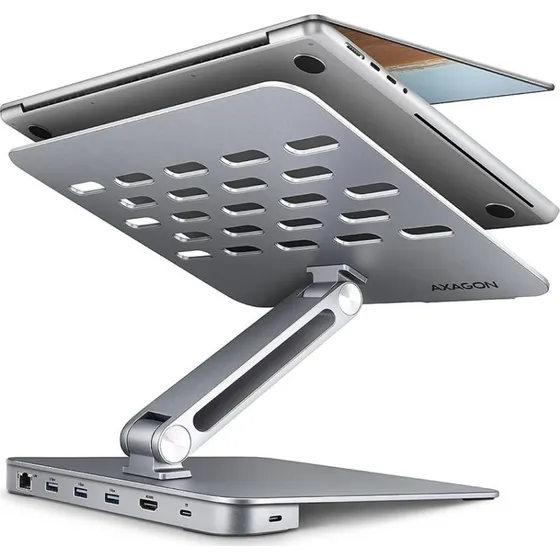 AXAGON 7-i-1 USB-C Hub & Notebook Stand, Sølv