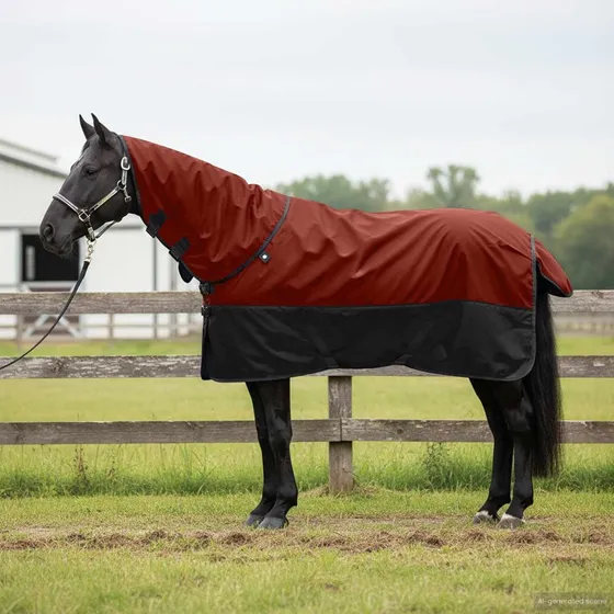 vidaXL Hestetæppe Bordeaux og Sort - 145 cm
