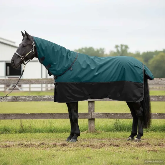 vidaXL Hestetæppe Mørk Grøn/Sort, 85 cm, Vandtæt Polyester