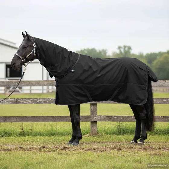 vidaXL Hestetæppe 85 cm - Sort/Mørkegrøn Vandtæt Polyester