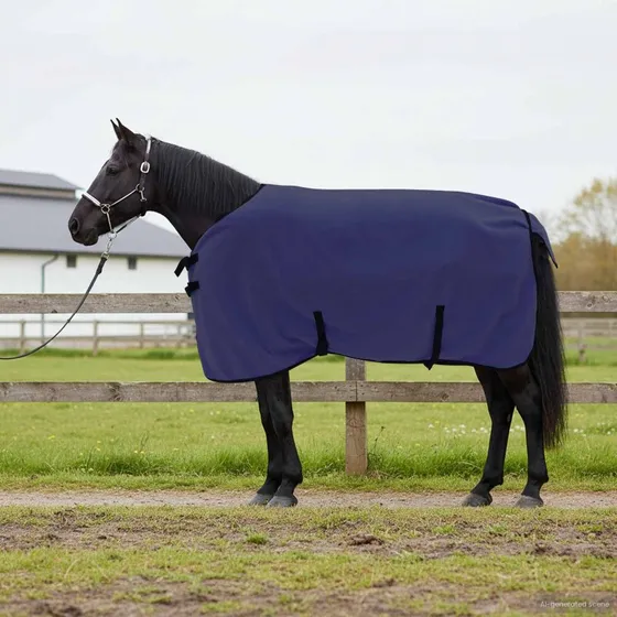 vidaXL Hestetæppe Mørkeblå 115 cm Polyester Fleece
