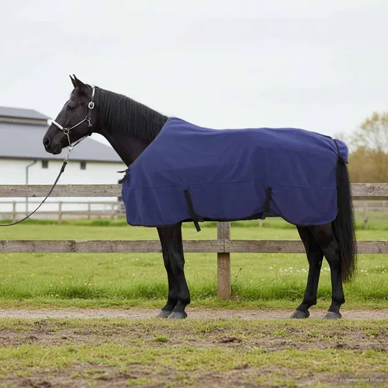 vidaXL Hestetæppe Mørkeblå 135 cm - Polyester Fleece