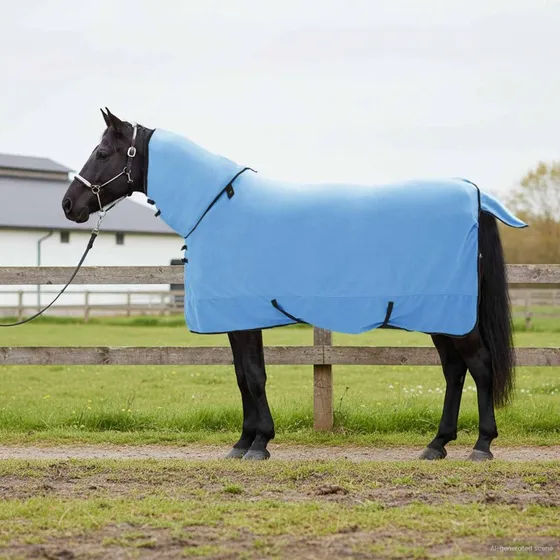 vidaXL Hestetæppe Aqua 145 cm - Blødt Fleece med Hals