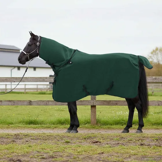 vidaXL Hestetæppe Mørkegrøn 105 cm Polyester Fleece