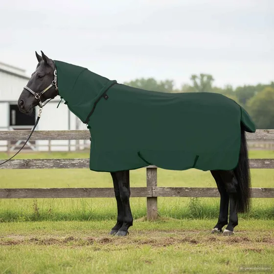 vidaXL Hestetæppe Mørkegrøn 165 cm Polyester Fleece