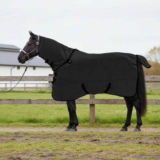 vidaXL Hestetæppe Sort 165 cm Polyester Fleece
