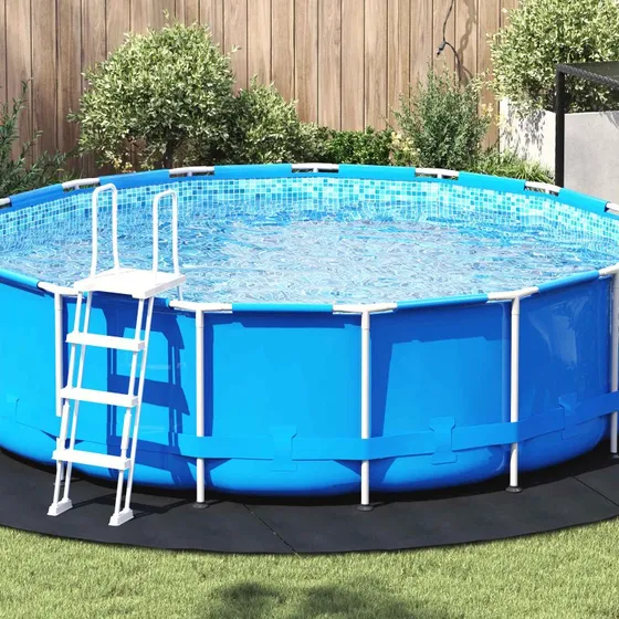vidaXL Poolbundsmåtte 396 cm - Sort Non-woven (2 mm)