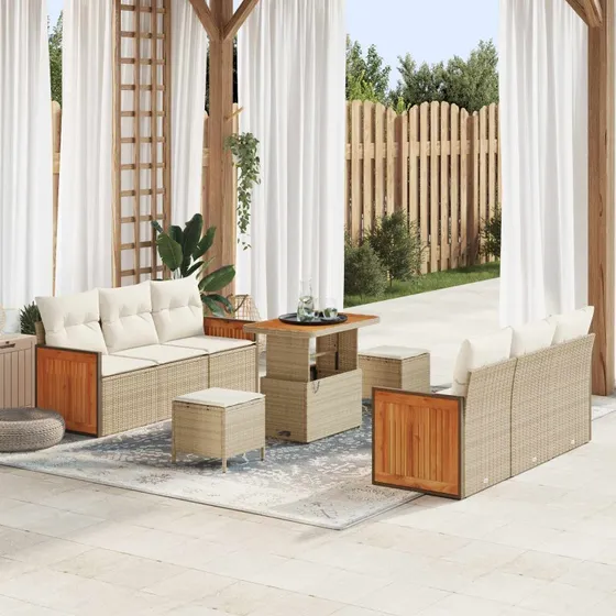 vidaXL Havesofa Sæt 9 dele - Beige og Creme