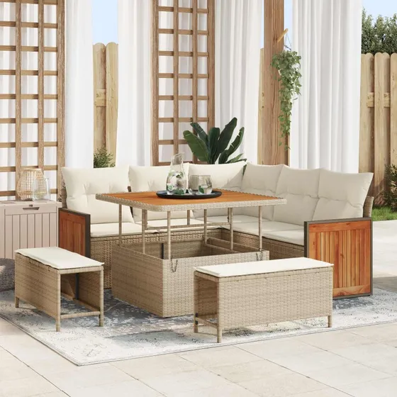 vidaXL Havesofa Sæt 8 stk. Beige og Creme