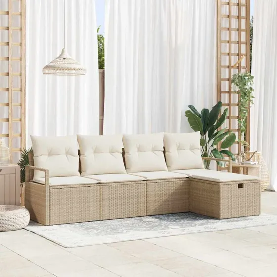 vidaXL Sofa Sæt 5 stk. i beige og creme polyrattan