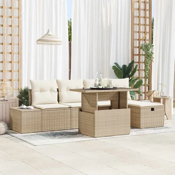 vidaXL Havesofa Sæt 6 stk. i Polyrattan