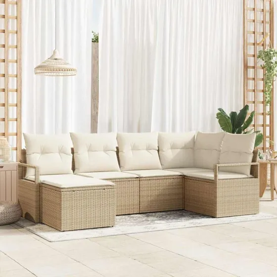 vidaXL Sofa Sæt 6 stk. Beige Polyrattan