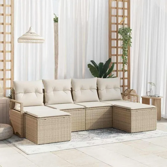 vidaXL Sofa Sæt 6 stk. Beige Polyrattan