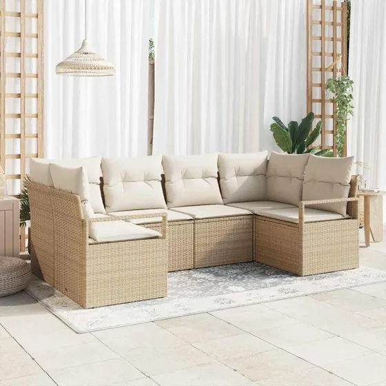 vidaXL Sofa Sæt 6 stk. Beige polyrattan
