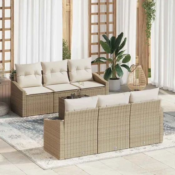 vidaXL Sofa Sæt 7 stk. i Beige og Creme Polyrattan