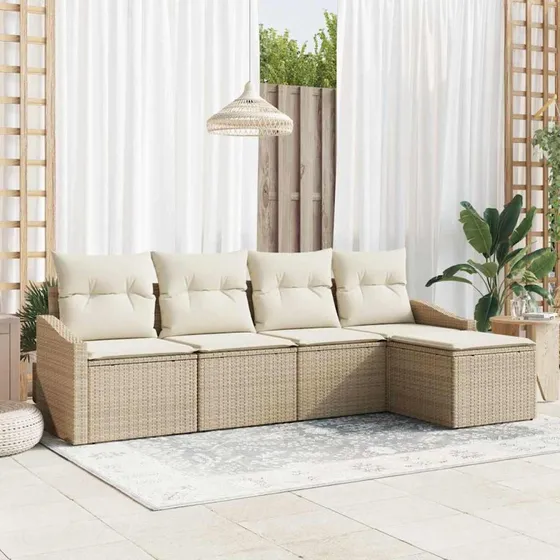 vidaXL Sofa Sæt 5 stk. Beige Polyrattan