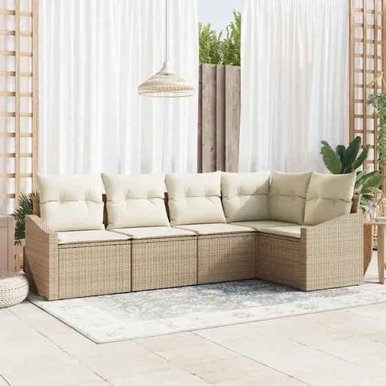 vidaXL Sofa Sæt 5 stk. Beige Polyrattan