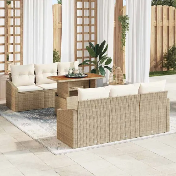 vidaXL Havesofa Sæt 7 stk. Beige og Creme