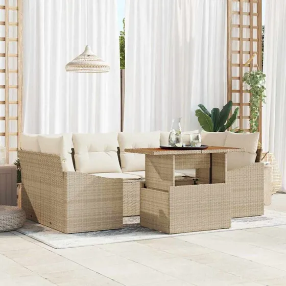 vidaXL Havesofa Sæt 7 stk. Beige og Creme