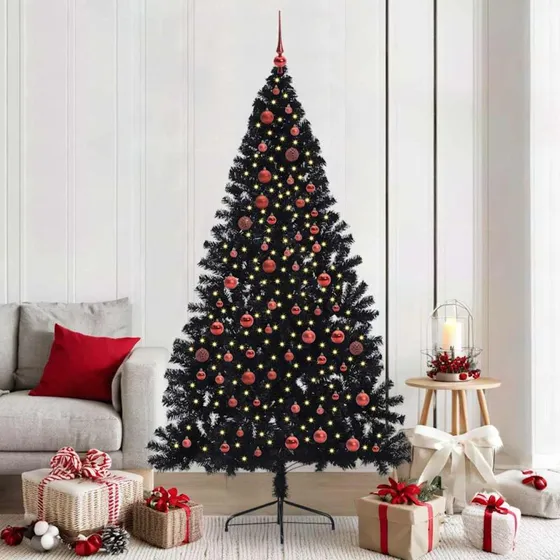 vidaXL Kunstigt Juletræ med 300 LED-lys, Sort, 210 cm